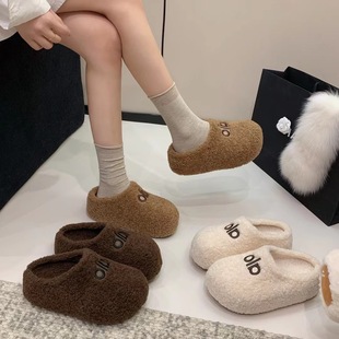 加绒女鞋 2025冬季 女外穿包头家居保暖半拖鞋 毛毛拖鞋 子6608 新款