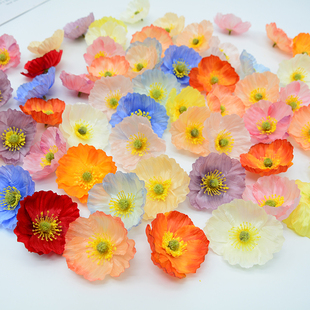 仿真花虞美人花朵假花头装饰花艺插花商场节日氛围布置