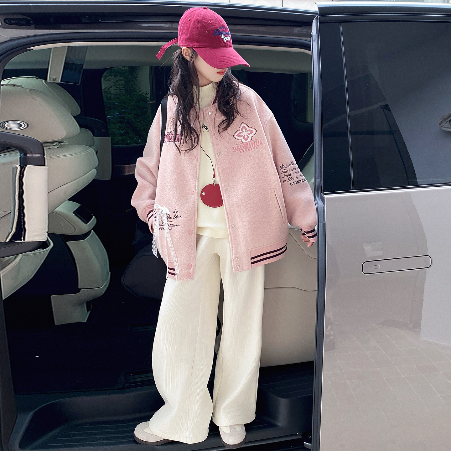 女童秋冬款夹棉呢子外套2025新款洋气女大童加厚超好看棒球服上衣
