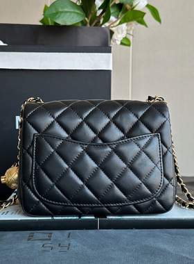 新款真皮小香风女包cf方胖子小金球mini口盖包菱格链条单肩斜挎包