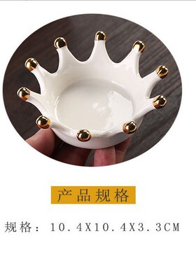 北欧轻奢风格皇冠陶瓷饰品盘戒指收纳欧式收纳盘家居摆件装饰品