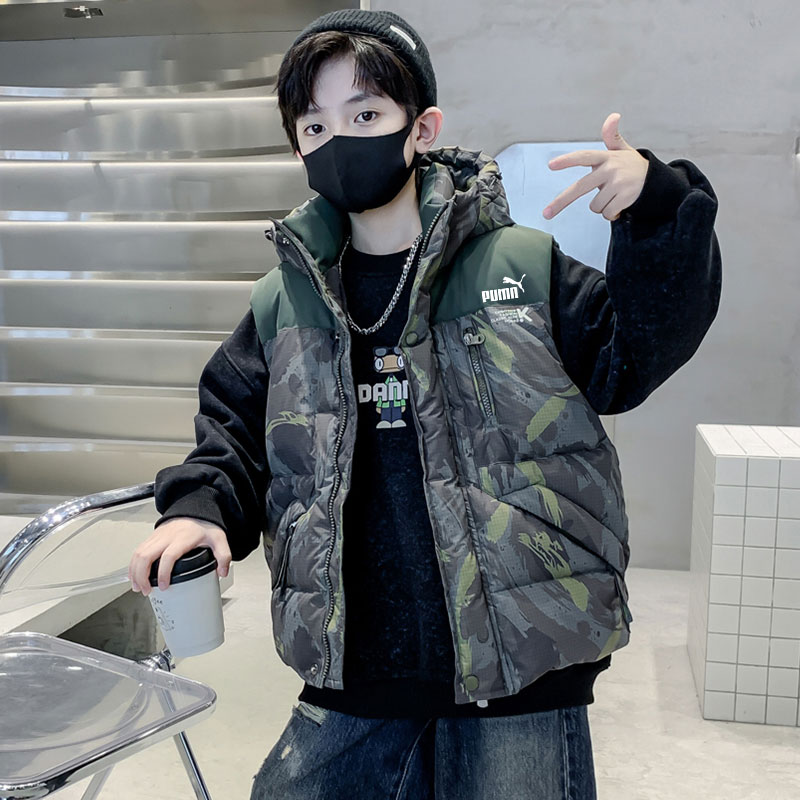 奥莱专柜儿童装男童秋冬羽绒马甲