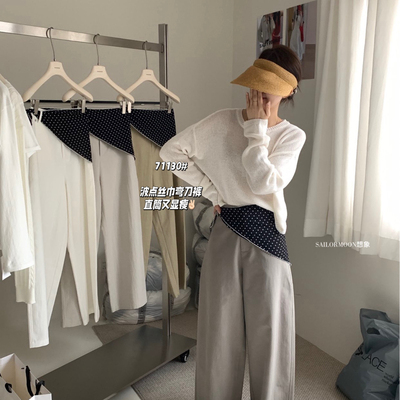想象SAILORMOON 韩系简约高品百搭口袋显瘦休闲裤(配丝巾)71130