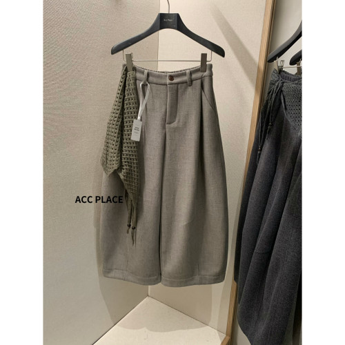 ACC PLACE焦点 韩系加绒保暖弯刀阔腿百搭休闲裤(配丝巾)8156