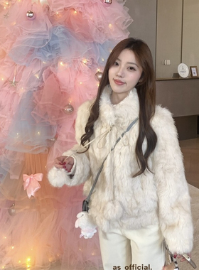 AS韩系MIU系甜美小公主冬日walk环保毛小个子甜美毛毛短外套26069