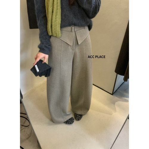 ACC PLACE焦点-韩系百搭休闲弯刀裤加绒休闲裤(配腰带)5605