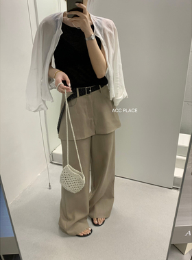ACC.JD焦点 韩系夏轻薄假两件不可拆屁帘阔腿休闲裤(配腰带)3321