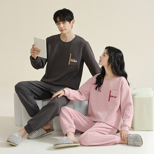 冬季 情侣睡衣秋冬款 男女冬天家居服套装 加厚保暖夹棉外穿大码 长袖