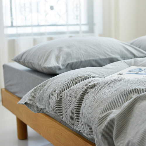 简约素色条纹全棉水洗棉四件套