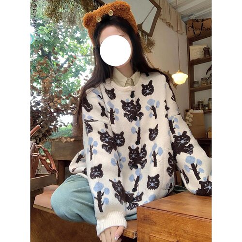 大码女宽松毛衣外套针织开衫上衣
