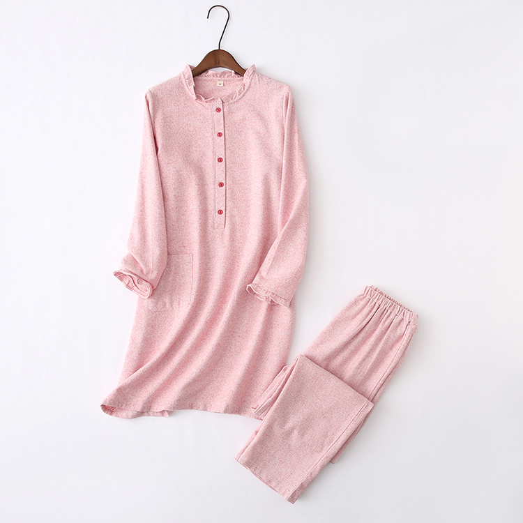 秋冬儿童纯棉双股绒布女士睡衣中大女童长袖睡裙套装亲子家居服