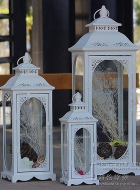 欧式铁艺复古浪漫烛台摆件防风落地风灯蜡烛台婚庆道具路引马灯