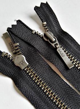 14cm黑色YKK3号金属拉链配件古银齿拉锁头套头针织衫裤子口袋拉练