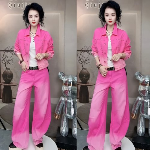 绰乐2026新款铆钉牛仔两件套女