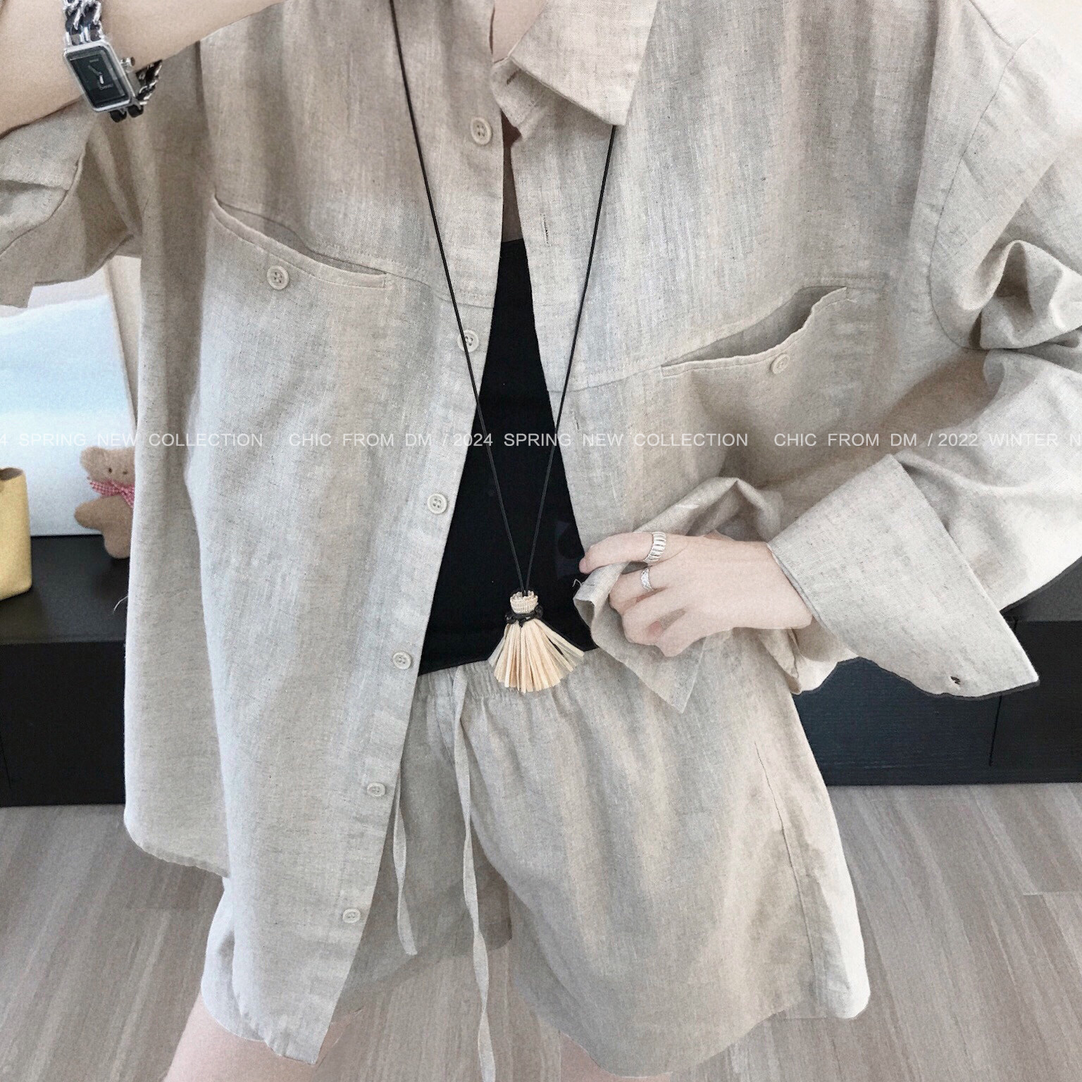 【大萌家】daily luxury 随心通勤   淡人度假感亚麻衬衫短裤套装,女装/女士精品,时尚套装,淘宝优惠券,粉丝福利购,淘宝优惠卷