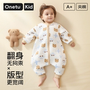 婴儿保暖睡袋秋冬款夹棉男童连体衣宝宝纯棉加厚分腿防踢被睡衣