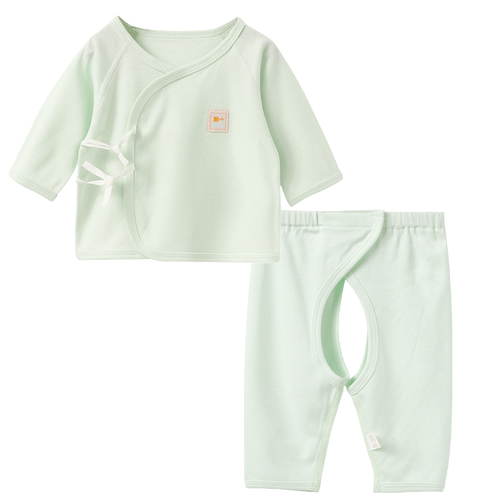 新生儿婴儿衣服夏纯棉分体套装0-6月初生宝宝衣服长袖春秋两件套