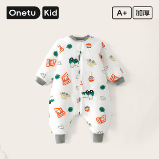 婴儿秋冬加厚保暖睡袋A类棉质宝宝恒温防踢被柔软男女童分腿睡袋