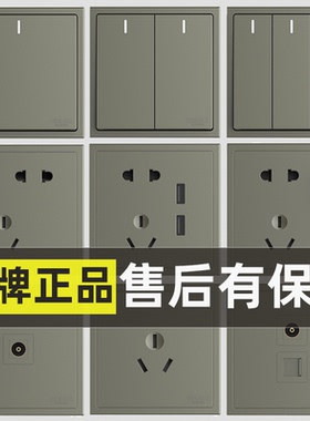 德力西开关插座86型暗装面板一开二开双控五孔16A电视电脑网CD212