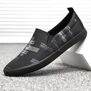 雨伞布帆布鞋男黑板鞋春季简约男鞋子潮流青年低帮透气休闲鞋百搭