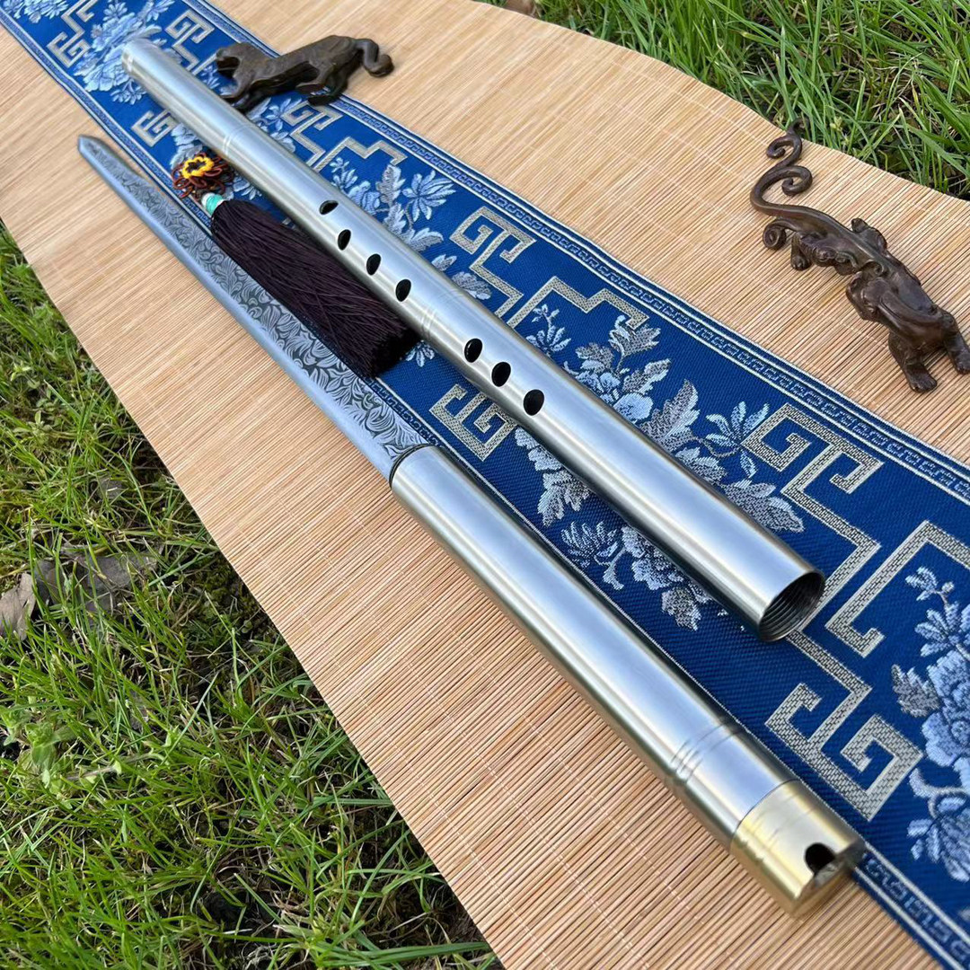 龙泉市萧中刀剑可吹一体萧剑猛钢车载防身冷兵器笛子棍中刀未开刃
