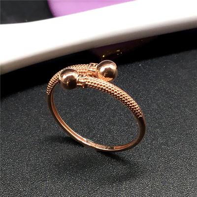 14K玫瑰金编织双球紫金戒指