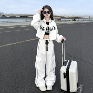 女童卫衣卫裤套装2026春季新款女孩短款嘻哈运动服时尚街头走秀服