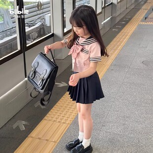女童JK套装2026新款夏季小女孩学院风短裙两件套儿童水手服裙子夏