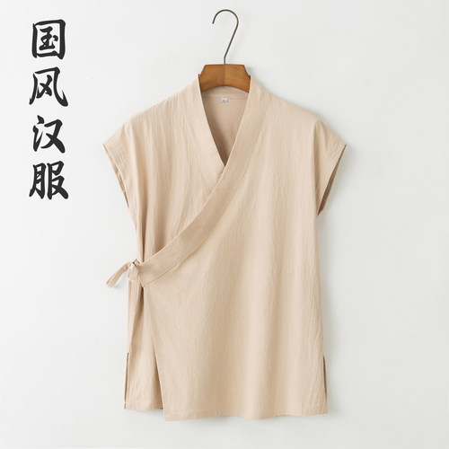 汉服男款夏季中国风棉麻背心
