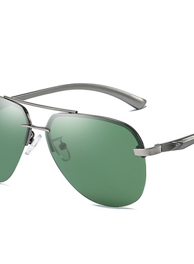 新款偏光墨镜时尚高级感无框男女飞行员彩色太阳眼镜户外开车钓鱼