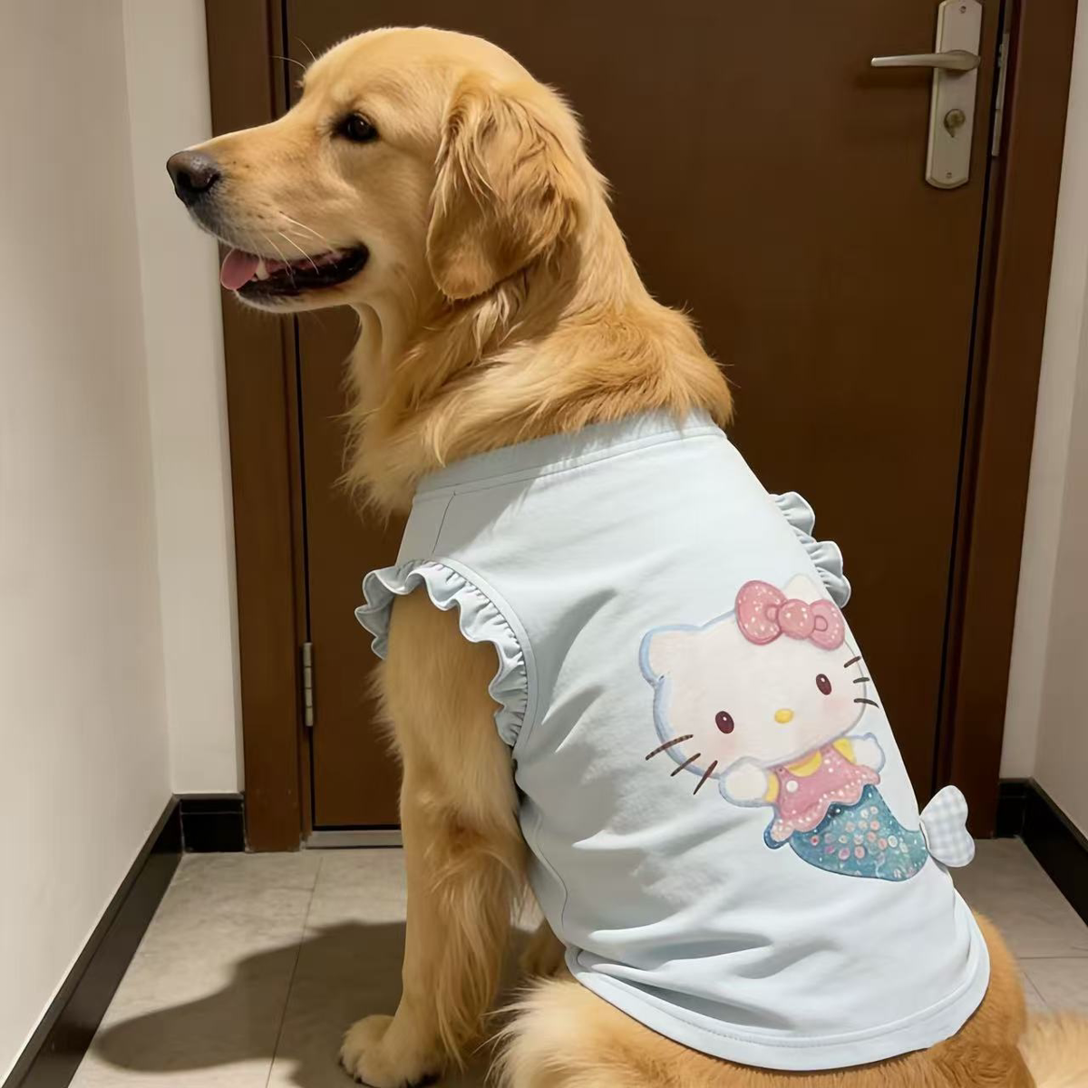 狗狗服装中大型犬金毛萨摩耶美人鱼背心木耳边荷叶边无袖网红背心