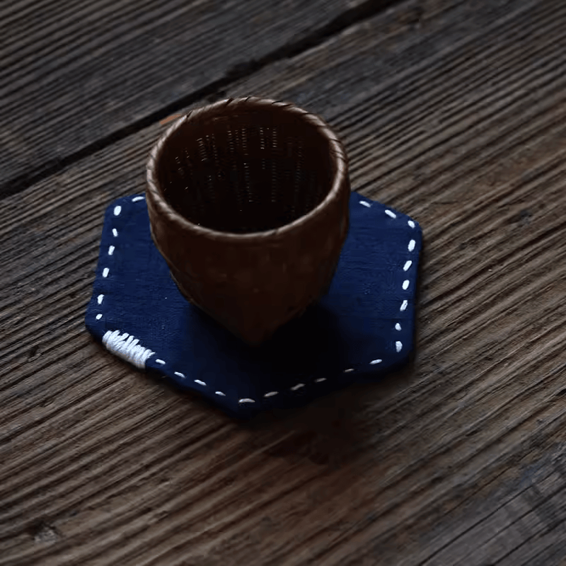 蓝色干泡布艺中式禅意棉麻茶席