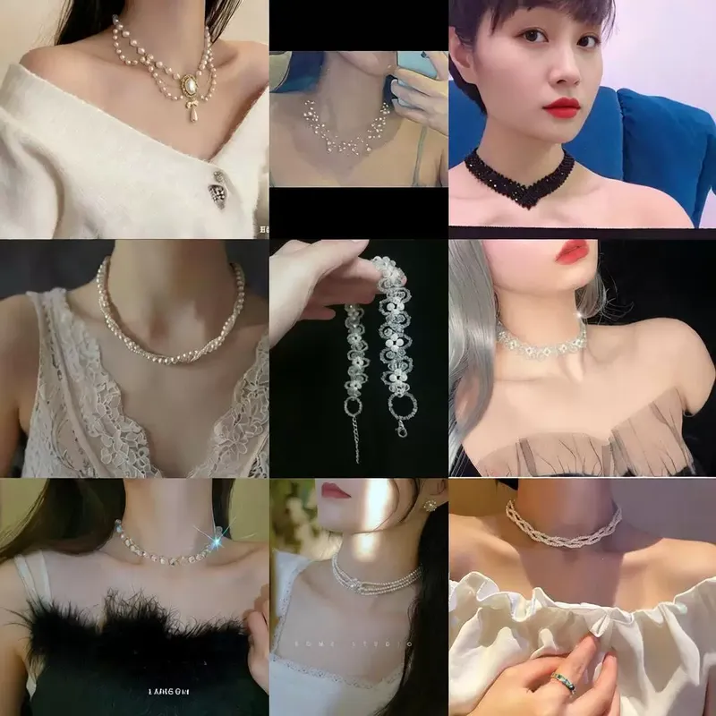 手工项链大合集仿珍珠气质女复古锁骨链时尚高级轻奢颈链饰品