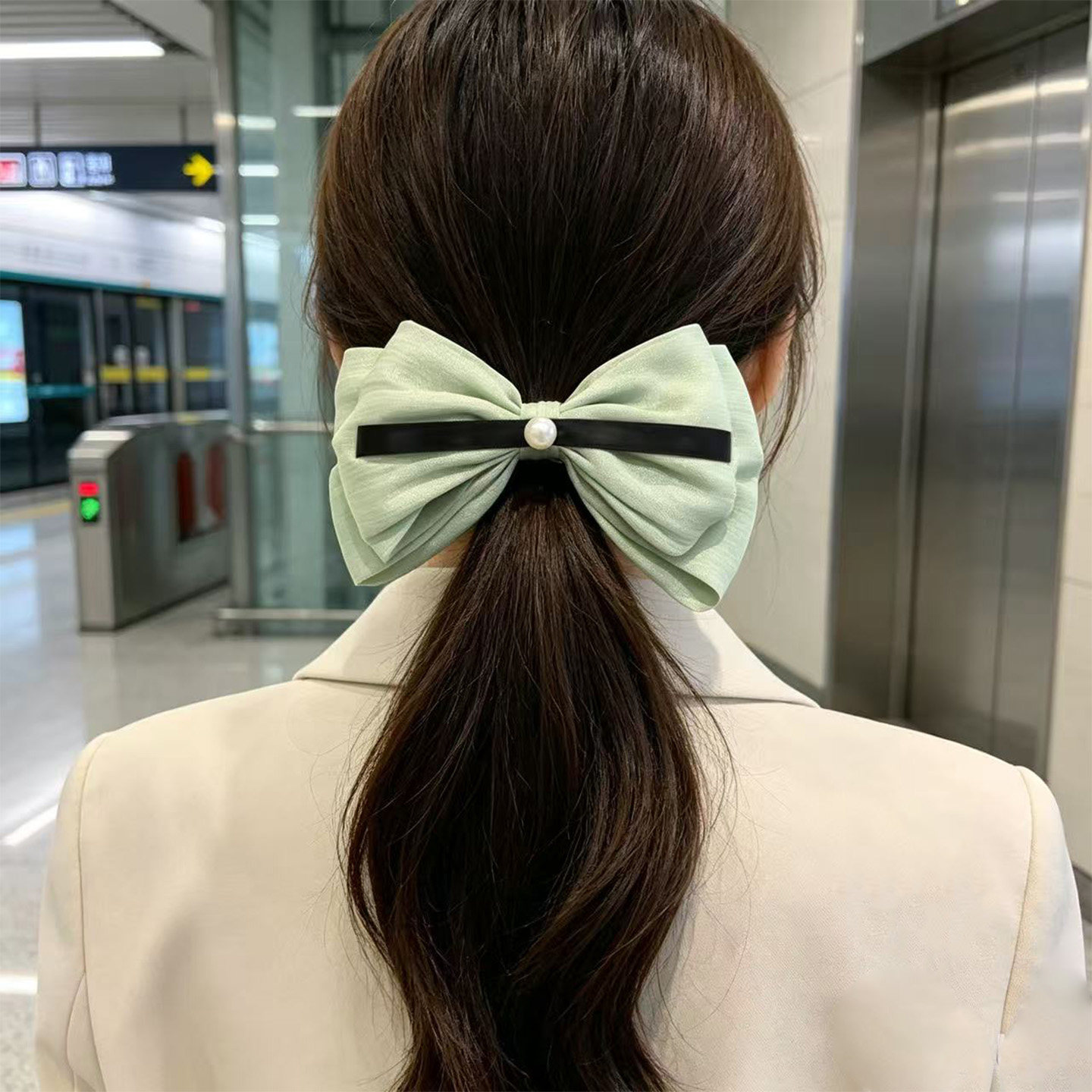 2026新款柔软褶皱简约珍珠丝带高级发夹气质女士发饰独家温柔日常