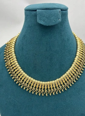 中古vintage 真金电镀复古合金重工女士项链