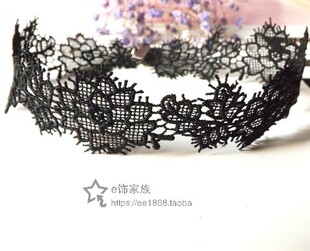 choker少女心锁骨链项圈黑色睫毛山茶花蕾丝复古颈带chocker女