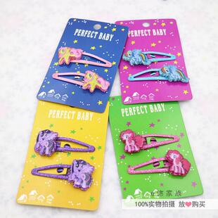 儿童新款滴油小马发夹刘海夹 女童宝宝边夹对夹出口头发饰品