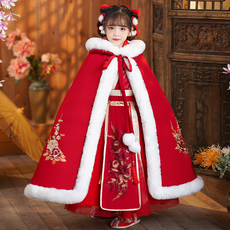 汉服女童冬款2024新款中国风拜年服儿童古装过年冬季加厚新年唐装