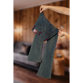 微喇叭裤 高品质喇叭牛仔裤 高腰安可拉红弹力修身 新款 子 女2024秋季