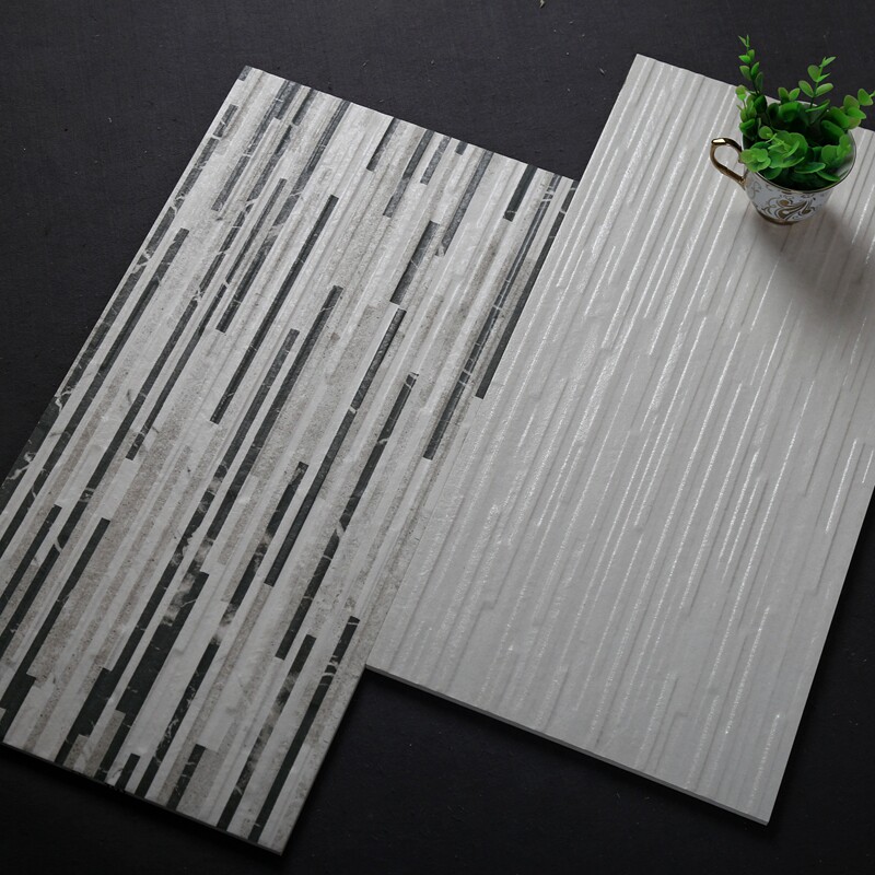 简约白色灰色条纹文化石仿古砖300x600电视背景墙餐厅全瓷外墙砖