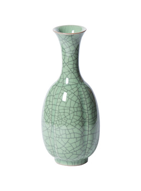 SuMai龙泉青瓷 创意小号陶瓷花瓶插花器 中式复古桌面台面