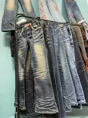 Vintage Foreign Trade Y2K Millennial Subculture Y2K Punk Straight Low-Rise Flared Denim Pants with Embroidery K
