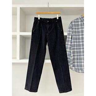 XT2025秋季新款斜插口袋水洗炭黑色锥形修身牛仔裤男极简基础长裤