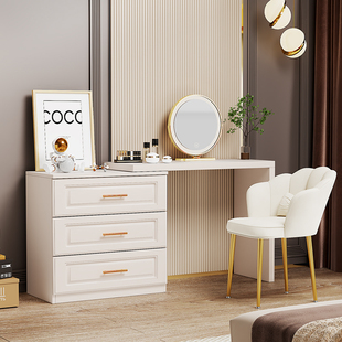 全实木梳妆台2026新款爆款轻奢小户型斗柜一体靠墙书桌卧室床尾柜