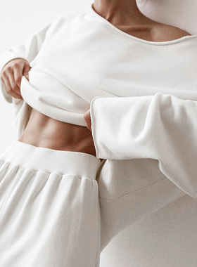 NUM品质平替休闲运动二件套 纯棉露肩百搭 夏防晒白色卫衣女套装