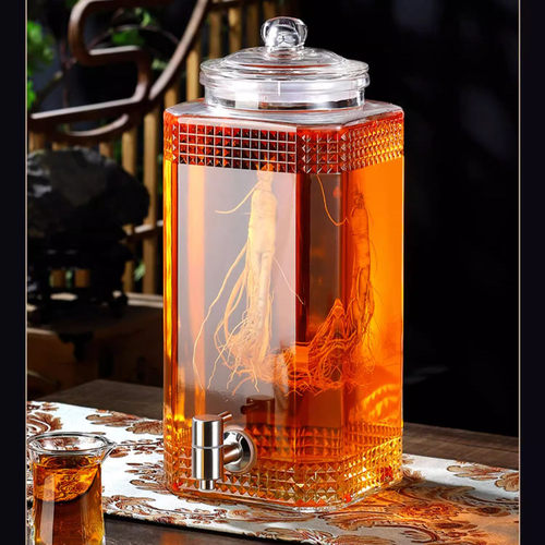 带龙头泡酒玻璃瓶家用高档密封罐