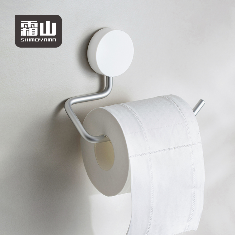 霜山免打孔卫生间厕纸架壁挂卷纸架洗手间防滑悬挂擦手纸巾挂杆