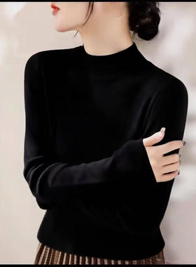 高级灰色修身内搭毛衣打底衫女装秋冬2025新款半高领长袖针织上衣