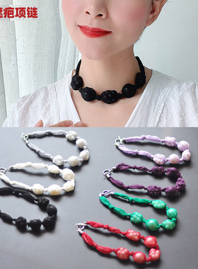 真丝甜酷风设计感小众甲状腺术后遮挡项链女夏包珍珠妈妈款配T恤