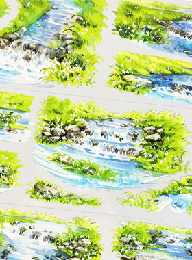 手帐分装胶带a933濯清溪景物志河流水古风PET素材账流麻贴纸咕卡